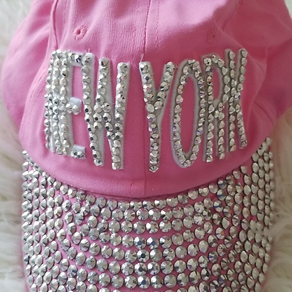 New York Pink glittery studded cap